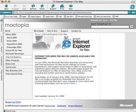 internet explorer sur mac 10.4.11