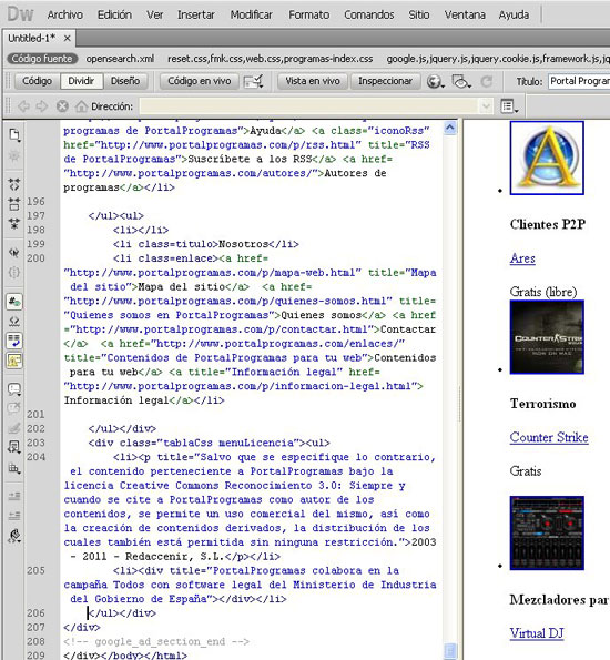 Editor html DW