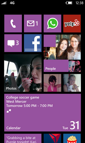 Pantalla de entrada del Windows Phone 8