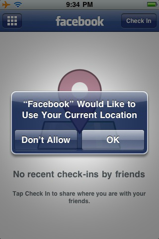 Localización GPS en Facebook de iOS