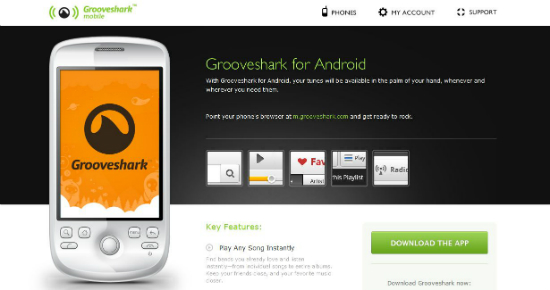 Anuncio de Grooveshark para su versión de móviles