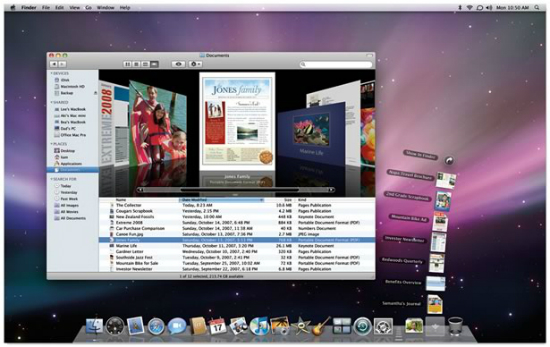La simulación de Mac OS incluye el dock de escritorio