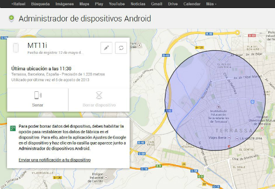Localización poco aproximada del móvil con Android Device Manage