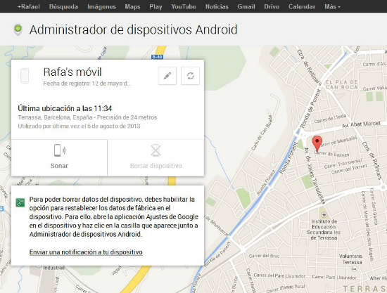 Localización exacta del móvi con Android Device Manager
