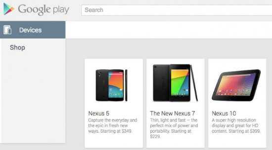 El Google Nexus 5 en Google Play