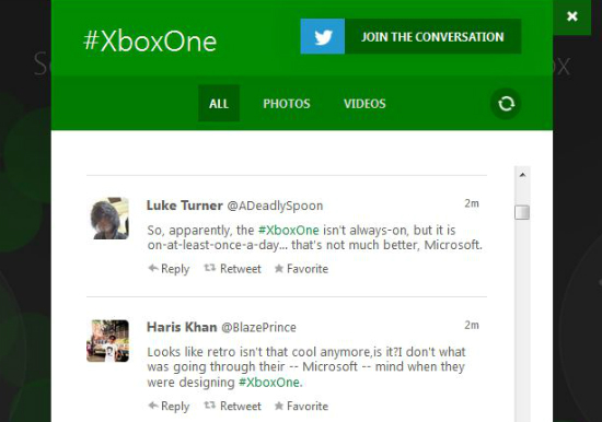 Tweets de crítica a Xbox One