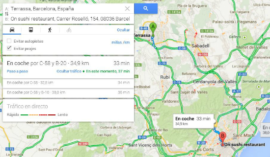 Información de tráfico en Google Maps