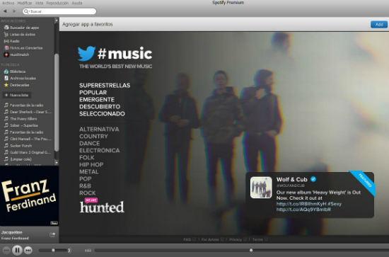 La app de Twitter #Music ya se encuentra en Spotify