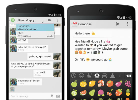 Hangouts y mensajes en Android KitKat