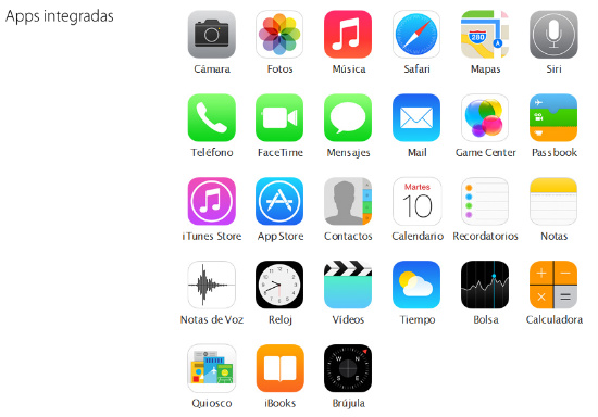 iPhone 5S apps integradas por defecto